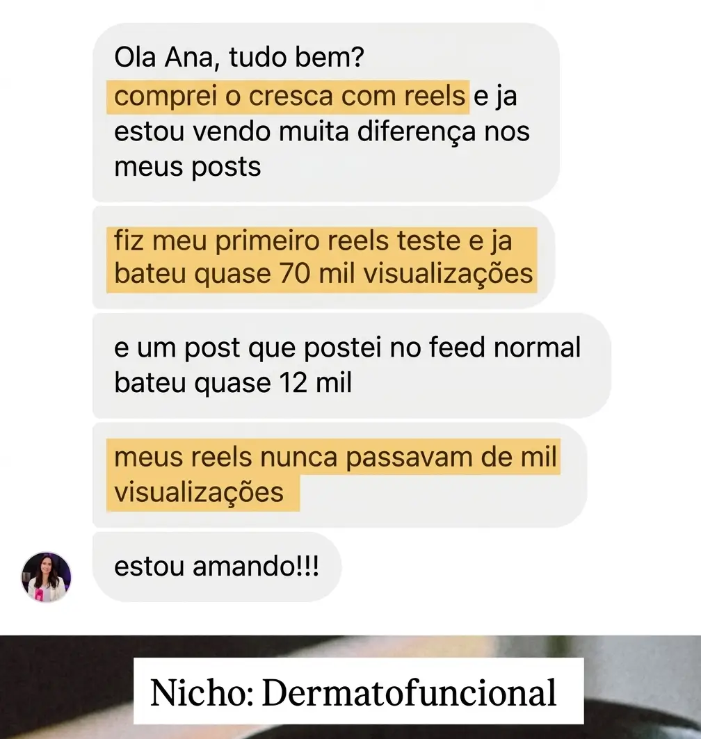 Depoimento 5 de cliente do Cresça com Reels