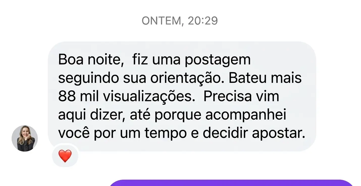 Depoimento 12 de cliente do Cresça com Reels