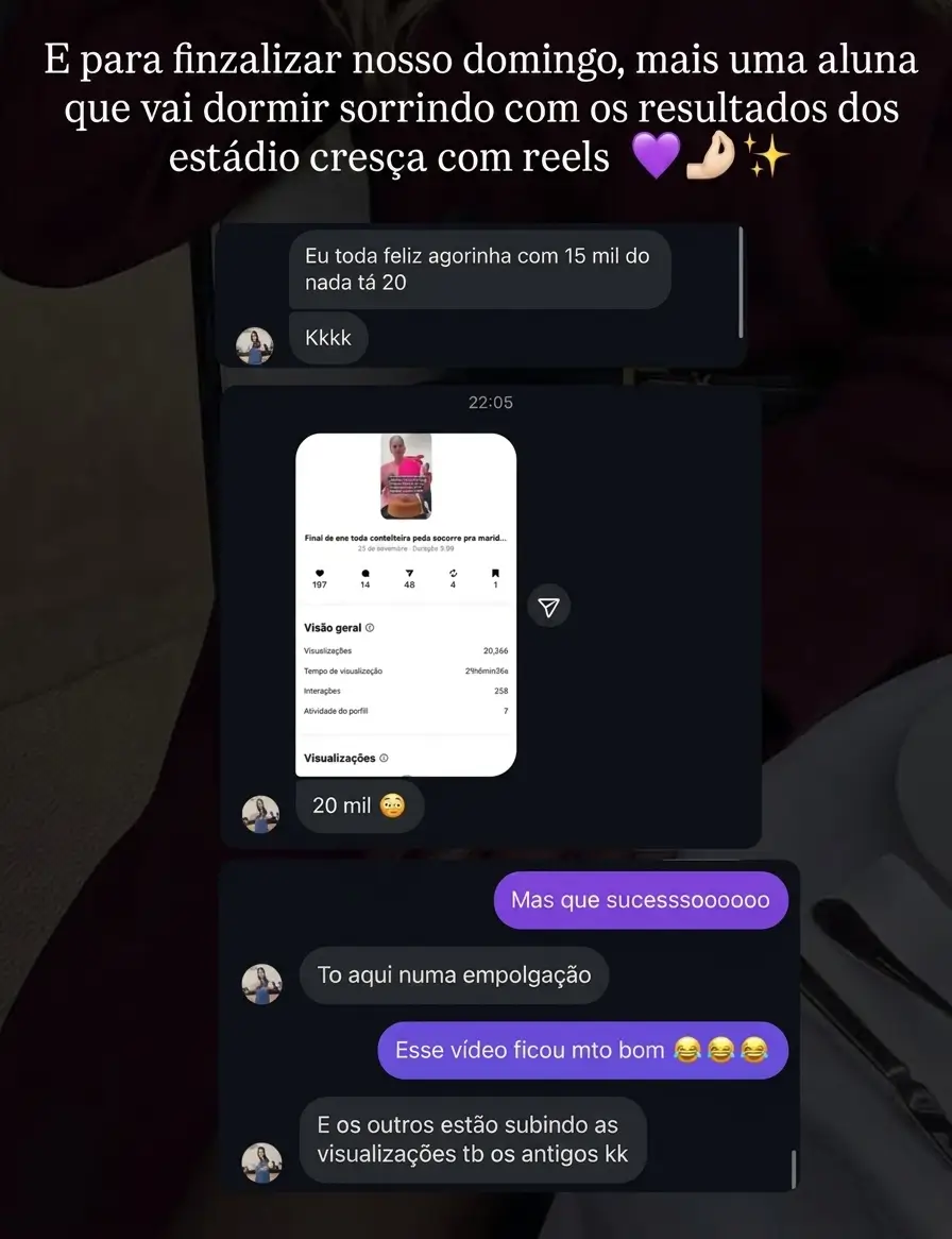 Depoimento 16 de cliente do Cresça com Reels