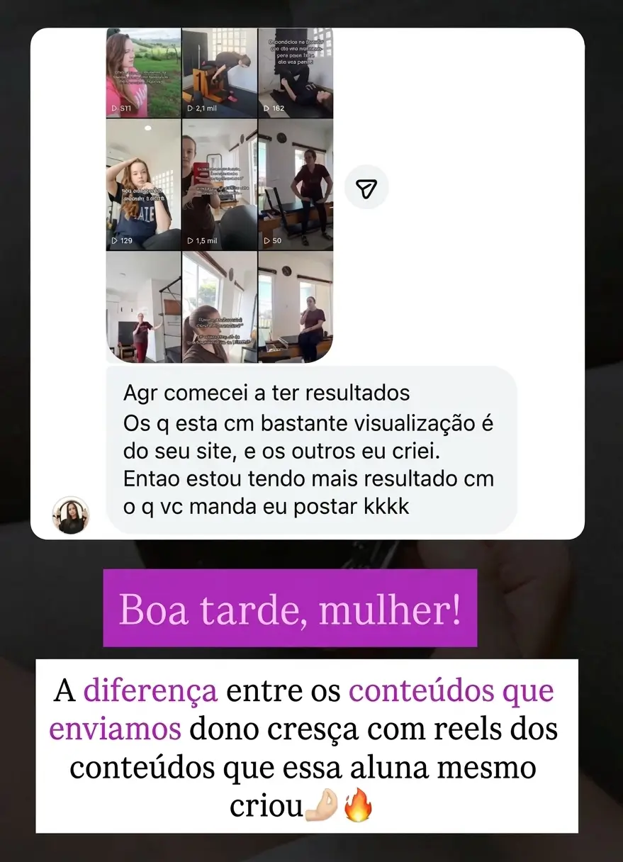 Depoimento 24 de cliente do Cresça com Reels