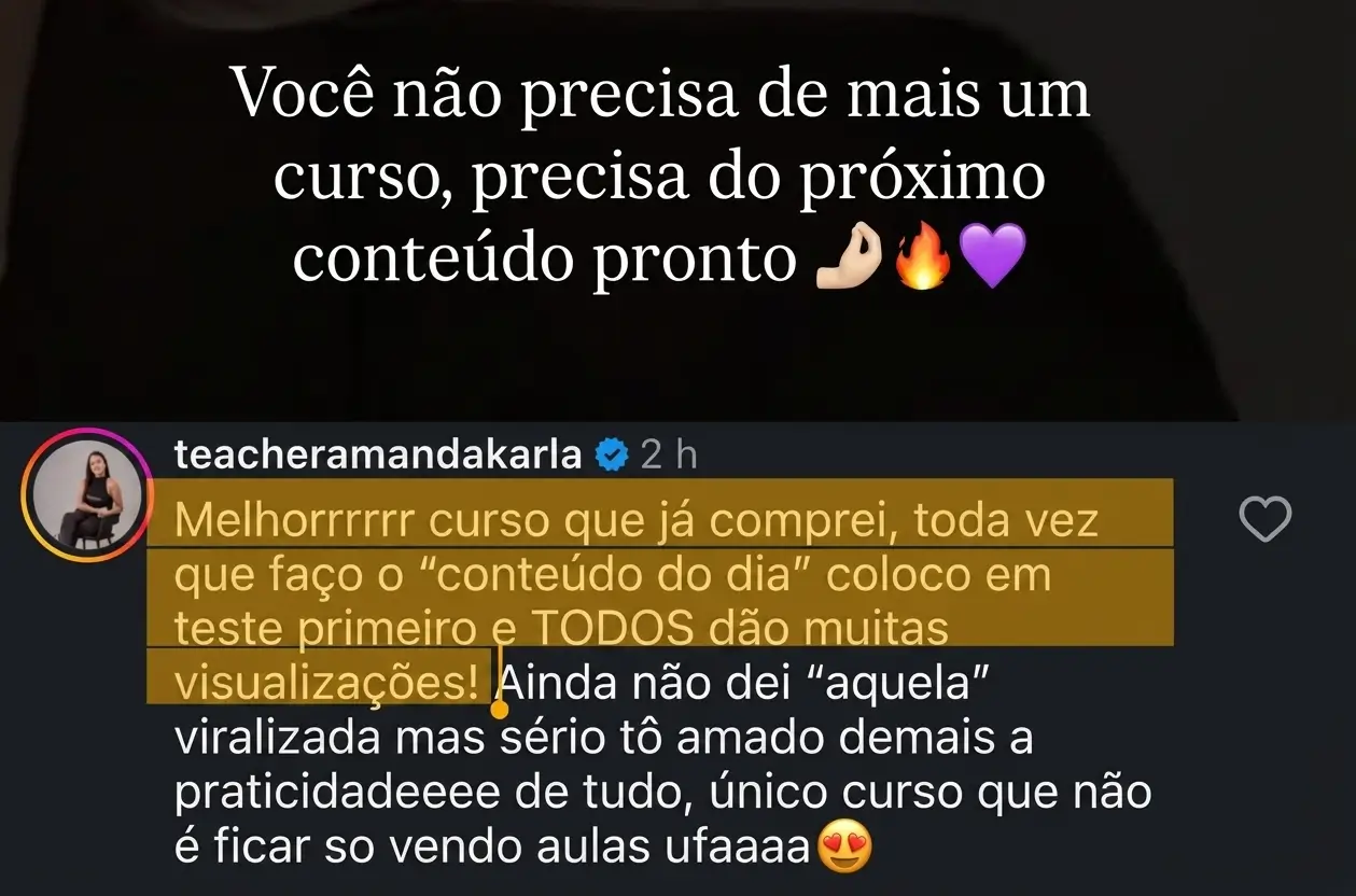 Depoimento 29 de cliente do Cresça com Reels