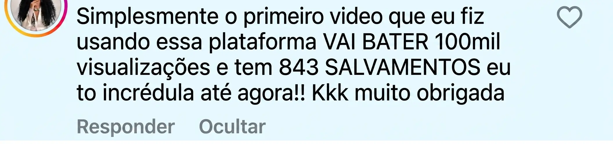Depoimento 33 de cliente do Cresça com Reels