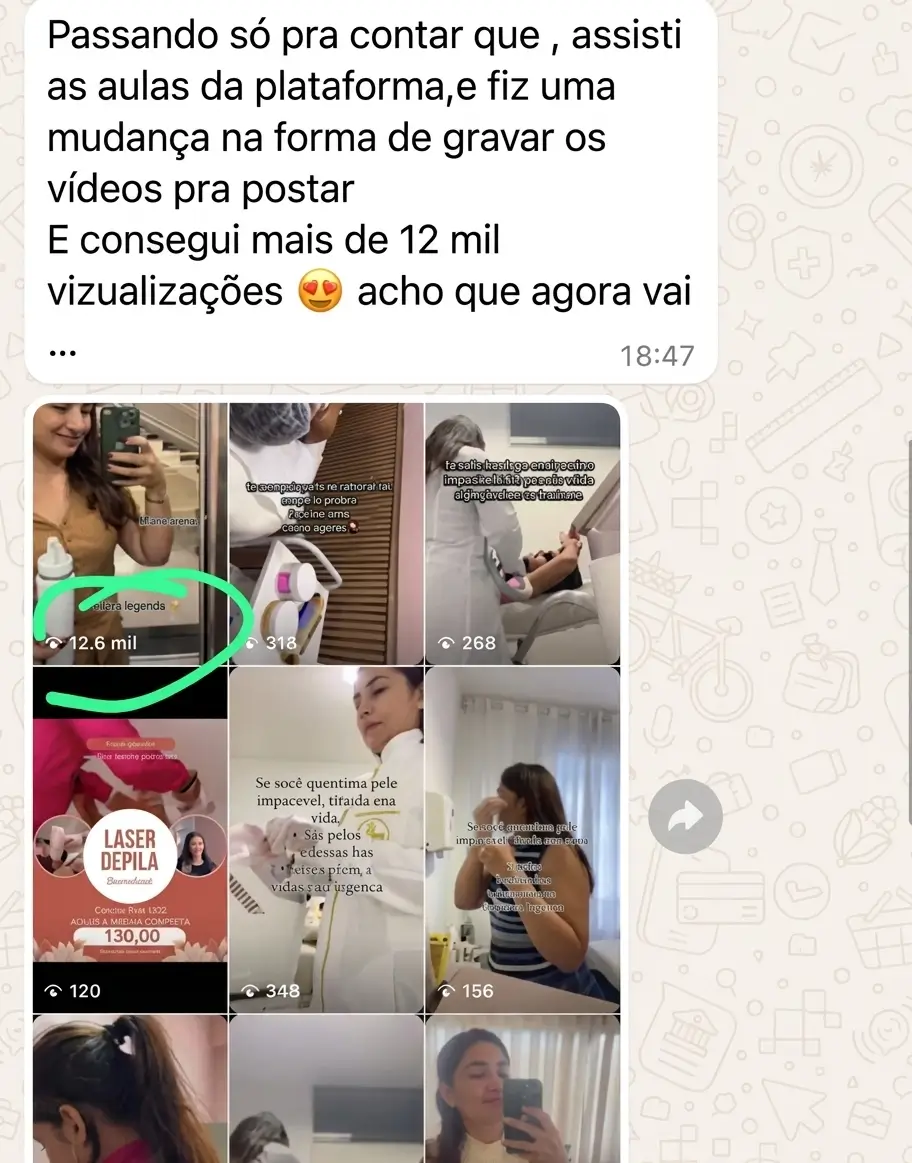 Depoimento 38 de cliente do Cresça com Reels