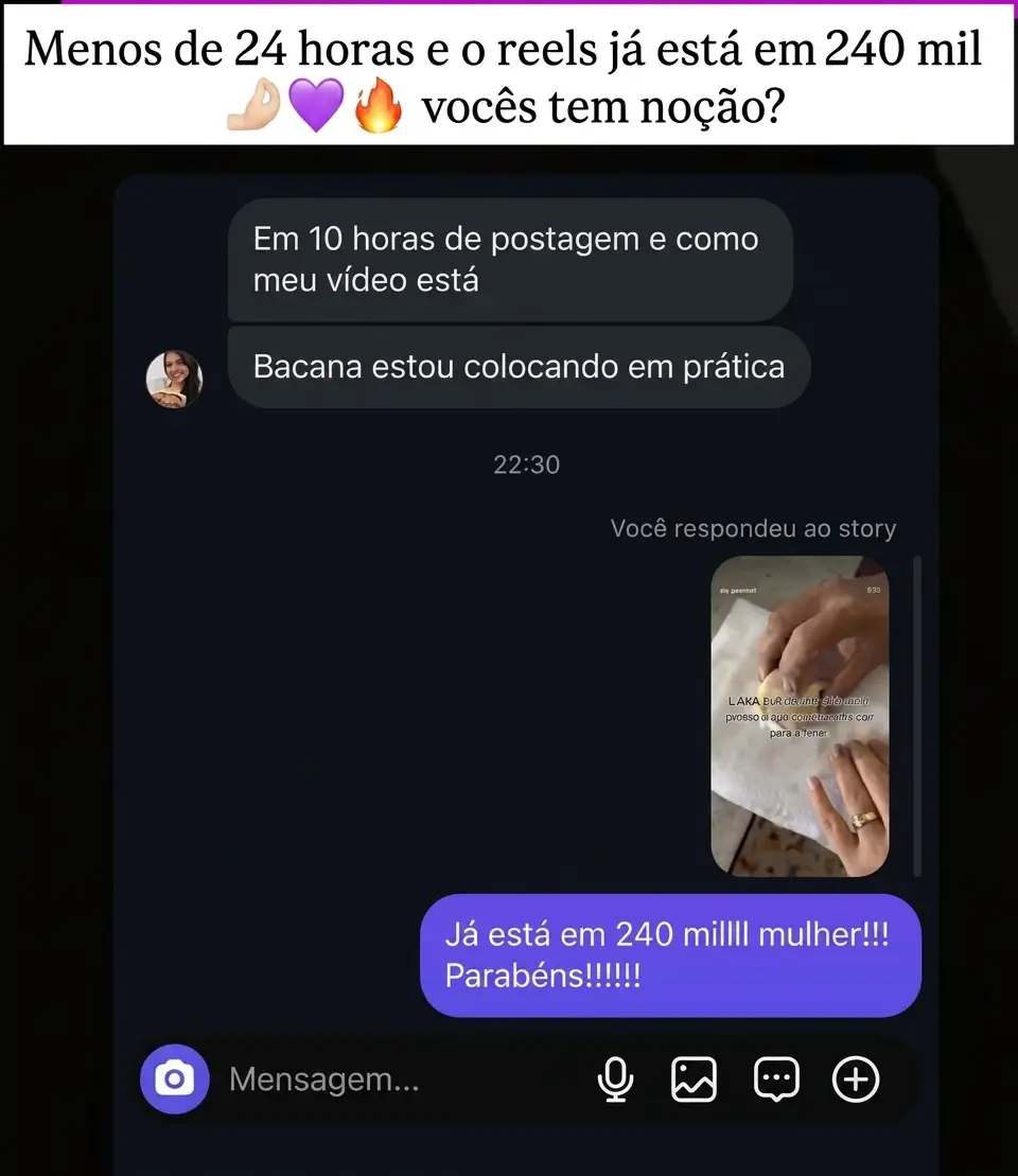 Depoimento 40 de cliente do Cresça com Reels