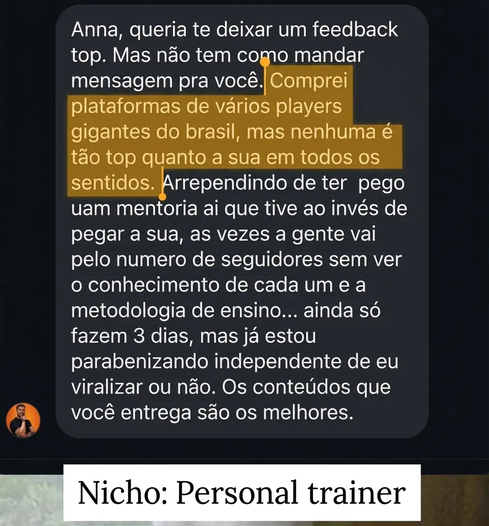 Depoimento 44 de cliente do Cresça com Reels